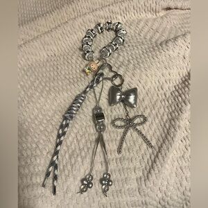 Labubu Grey/Silver/White custom deluxe handbag charm, keychain or phone charm